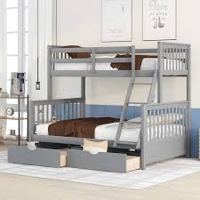 Gray Twin Over Full Wood Bunk Bed