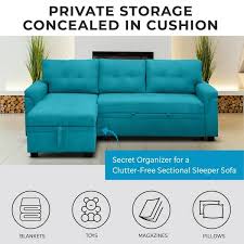 Naomi Home Perry Modern Sectional Sofa With Storage Chaise Color Teal Fabric Velvet