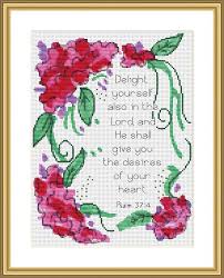 Bible Verse Cross Stitch Chart Psalm 37 4 By