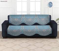 blue velvet 5 seater sofa cover