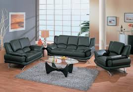 9908 contemporary black leather sofa set