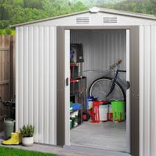 8x8 ft outdoor metal storage shed