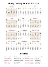 horry county s calendar 2023 24