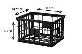 black plastic stackable milk crate