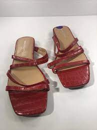 Marc Fisher Elisy 2 Red Croc Strappy Square Toe Slide Sandals Size 8.5 SKU  #4441 