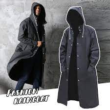 Waterproof Long Black Raincoat Men Rain
