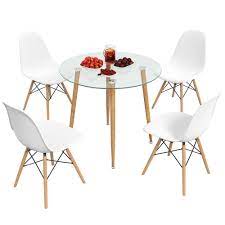 Dining Table Set Tempered Glass Table