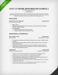 A Stay at Home Mom resume for parents with a solid amount of     Resume Resume Examples For Stay At Home Moms Returning To Work resume stay  home mom returning