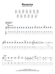 The Police Roxanne Sheet Music Notes Chords Download Printable Ukulele With Strumming Patterns Sku 110264