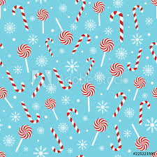 Christmas party birthday baby shower decorations. Christmas Seamless Pattern With Candy Canes Lollipops Snowflakes Snow Ball On Blue Background Design For Wrapping Paper Print Greeting Cards Winter Holiday Concept Vector Illustration Buy This Stock Vector And Explore
