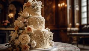 elegant wedding cake with ornate