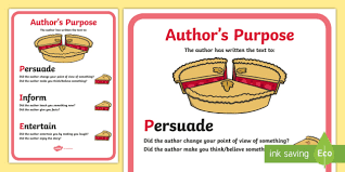 Authors Purpose Pie Poster Writing Authors Purpose Literacy