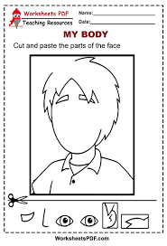 Body part actions, body worksheet. Cut And Paste The Parts Of The Face Worksheets Pdf