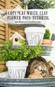 cat diy white clay flower pots tutorial