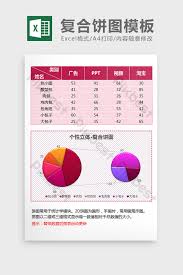 Colorful Three Dimensional Composite Pie Chart Excel