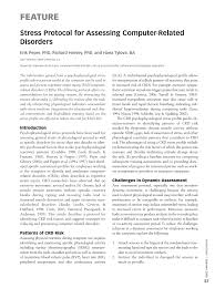 But there are ways workplace stress can be. Pdf Feature Stress Protocol For Assessing Computer Related Disorders