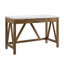 Has been added to your cart. 46 Rustic Farmhouse Single Drawer A Frame Desk White Faux Marble Natural Walnut Saracina Home Target