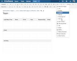 create a team page in confluence