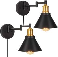 Set Of 2 Plug In Wall Sconce Lamp