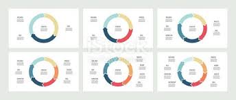 Business Infographics Pie Charts With 3 5 7 8 Sections