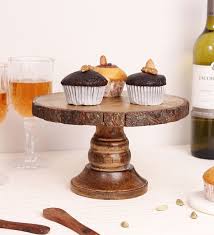 Wooden Bark Brown Cake Stand By