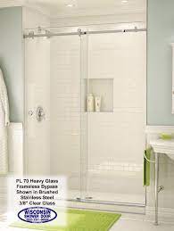 White Subway Tile Shower With Double