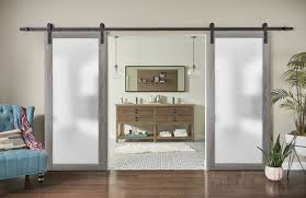 Frosted Glass Double Barn Door With