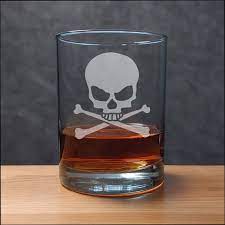 Cross Bones 13oz Engraved Whiskey Glass