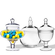 Set Of 3 Glass Apothecary Storage Jar