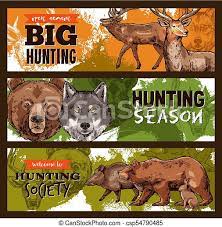 vector sketch banner for wild animals