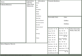 Character Reference And Information Sheet Blank By