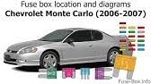 Go through the 8 different. Fuse Box Location And Diagrams Chevrolet Monte Carlo 2000 2005 Youtube