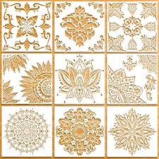 5 out of 5 stars. Amazon Com 9 Pack 12x12 Inch Large Reusable Stencil Mandala Stencil Laser Cut Painting Template For Floor Wall Tile Fabric Furniture Stencils Painting Kitchen Dining