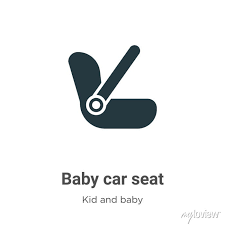 Baby Car Seat Glyph Icon Vector On