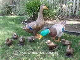 Ducks Playing Bronze Statue Family