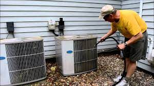 Air conditioner or heat pump cooling coil / evaporator coil cleaning methods: Cleaning Air Conditioner Coils How To Video Youtube