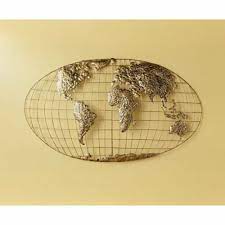 Metal Oval Globe World Map Wall Art