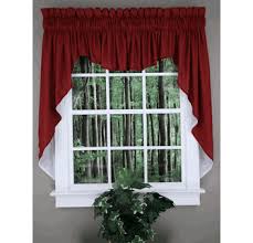 Nk linen collections window sheer curtains scarf valance solid colors soft sheer panels voile window topper swag panel curtain (2 panels: Renaissance Emery Lined 3 Piece Swag Set 36 L Burgundy Kitchen Country Curtains