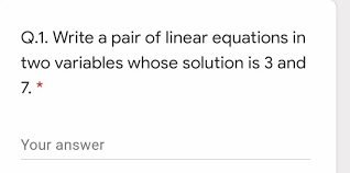 Linear Equations Intwo Variables