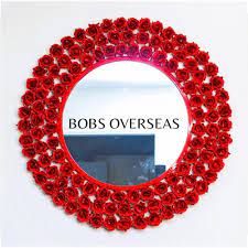 Iron Red Rose Luxury Metal Wall Mirror