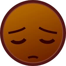 pensive brown emoji for