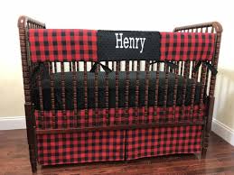 Red And Black Plaid Baby Bedding Set