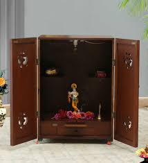 mdf sheesham wooden pooja cabinet