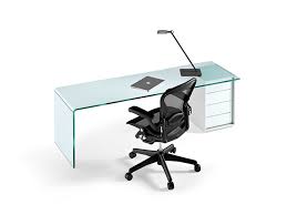 Rialto L Glass Office Desk With Drawers