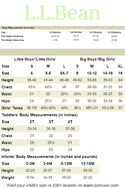 Ll Bean Size Chart Baby Clothes Size Chart Baby Clothing