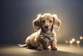 cute cream long hair dachshund puppy