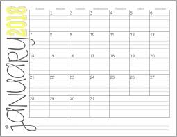 Free Printable Monthly Calendar With Lines 2018 2 Page