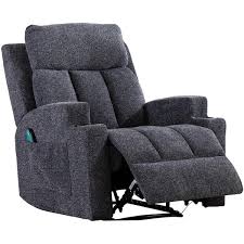 dreamlify recliner chair with mage and heat fabric living room reclining single sofa seating with cup holders dark gray