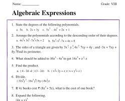 Algebraic Expressions For Class 8