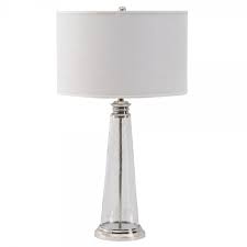 Large Glass Table Lamp With A Linen